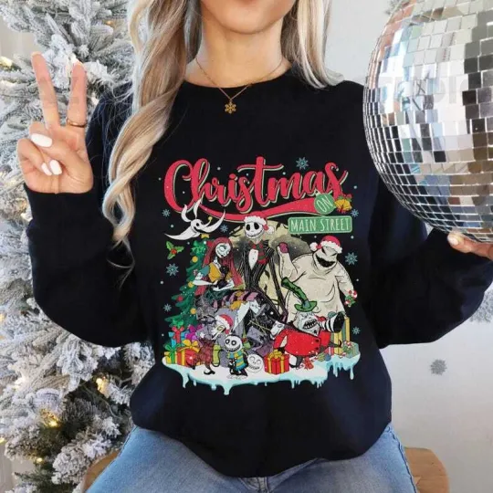 Discover Christmas On Main Street The Nightmare Before Christmas Xmas Vibes Sweatshirt