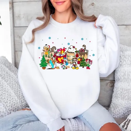 Discover Mickey & Friends Christmas Coffee Holiday Cheer Happy Holiday Sweatshirt
