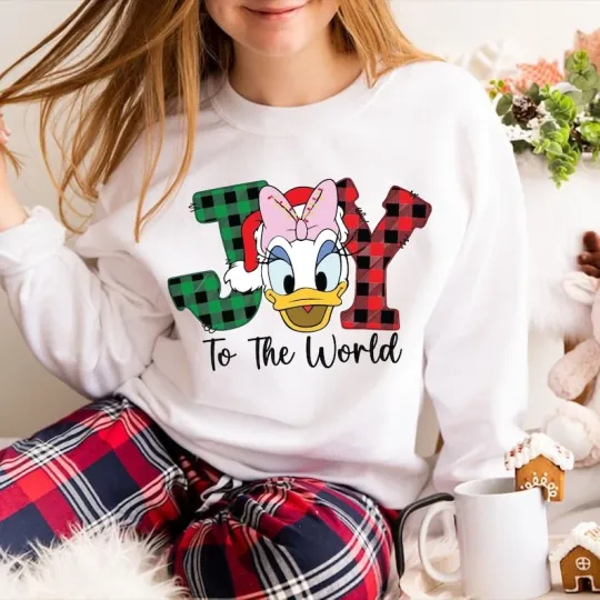 Discover Cute Daisy Duck Joy To The World Merry And Bright Christmas Gift Sweatshirt