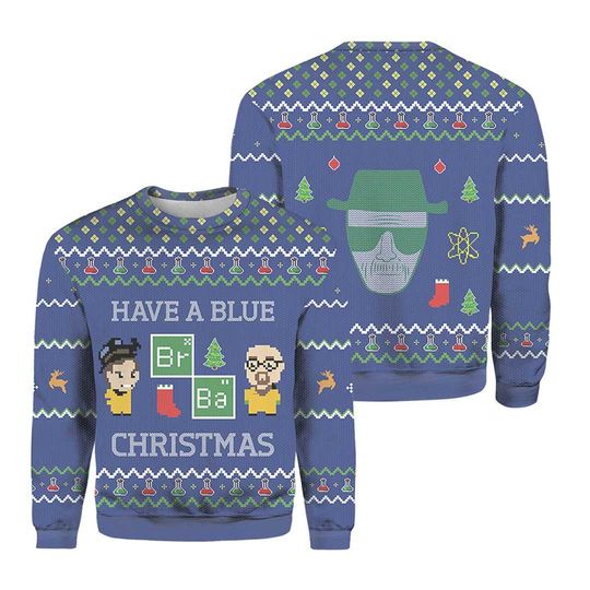 Have a Blue Christmas Breaking Bad Ugly Sweater, Breaking Bad Ugly Christmas Sweater, Vtg Movie Sweater, 3D Gift Sweater