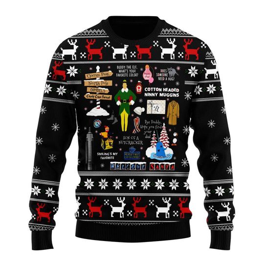 Welcome Santa ELF Ugly Christmas Sweater, Funny Elf Ugly Sweater Knitted, Christmas Sweater , ELF 3D Sweater All Over Print