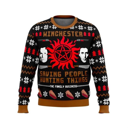 Dean Winchester Supernatural Ugly Sweater, Supernatural Ugly Christmas Sweater Knitted, Vintage Movie Fans Christmas Sweater, 3D Gift Shirt