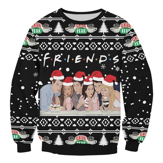 Friends TV Show Ugly Sweater, Friends TV Show Ugly Christmas Sweater, Christmas Movie 3D Sweater