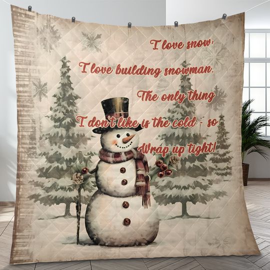 Vintage Snowman Christmas Quilt Bedding Set: Holiday Decor