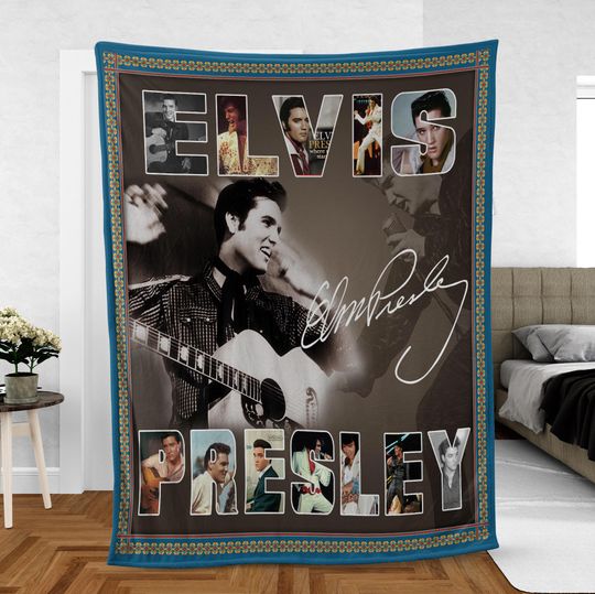 Elvis Presley Fleece Blanket, King Of Rock and Roll Fleece Blanket, Vintage Elvis Mink Sherpa Blanket