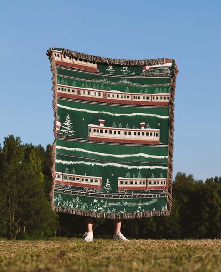 Discover Christmas Woven Blanket, Cozy Holiday, Vintage Inspired Home Decor, Festive Country Accent, Unique Gift for Family, Winter Holiday