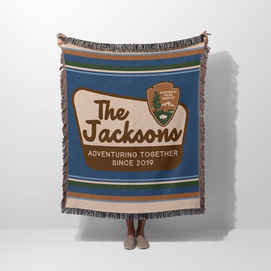 Personalized National Park Blanket, Adventure Couple Anniversary Gift,  Family Name Tapestry, Nature Lover Gift