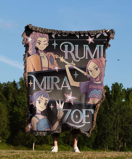 Discover Kpop Demon Hunters Hand Woven Cozy Blanket | Manga Tapestry|  Woven Wall Hanging