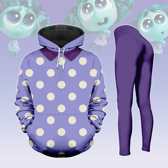 Envy Hoodie Legging Set with Inside Out Character Design, Riley Andersen Cosplay, Halloween Pixar Costume
