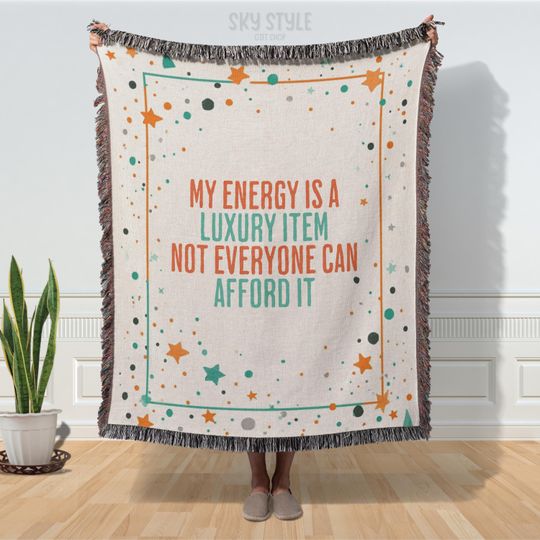 Discover My Energy Is A Luxury Item Blanket, Cozy Woven Boho Decor, Music Fan Gift, Music Album blanket fan Christmas Gift Decor