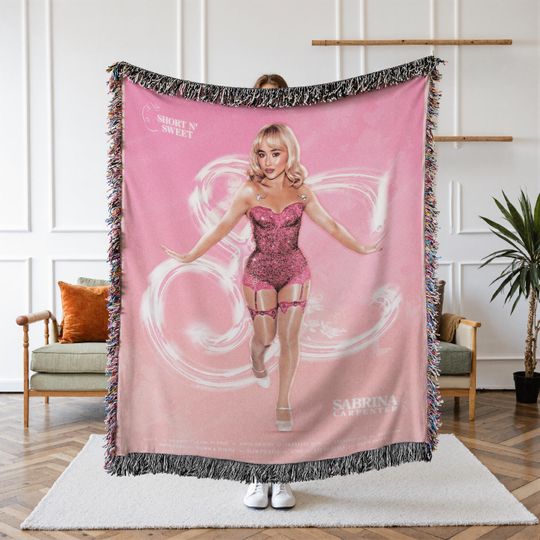 Sabrina Carpenter Woven Blanket, Aesthetic Blanket, Pop Singer Tapestry, Cozy Room Decor, Fan Gift, Aesthetic Bedroom Blanket