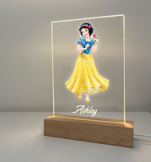 Discover Princess Snow Night Light Up LED Table Desk Lamp Stand Girls Bedroom Room Decor