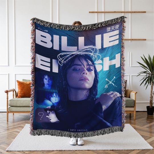 Discover Billie Eilish Woven Blanket, Alternative  Blanket, Music Artist Tapestry, Cozy Room Decor, Fan Gift, Grunge Aesthetic Blanket