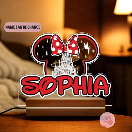 Discover Personalized Castle Night Light Custom Name Gift, Disney Mickey and Friends Led Lamp, Disneyland Family Room Decor, Bday Gift For Kids 2025