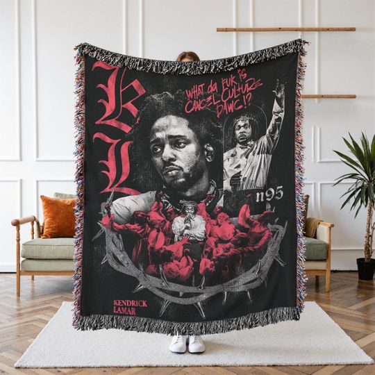 Discover Kendrick Lamar Woven Blanket, Rap Artist Blanket, Hip Hop Tapestry, Cozy Room Decor, Fan Gift, Street Aesthetic Blanket