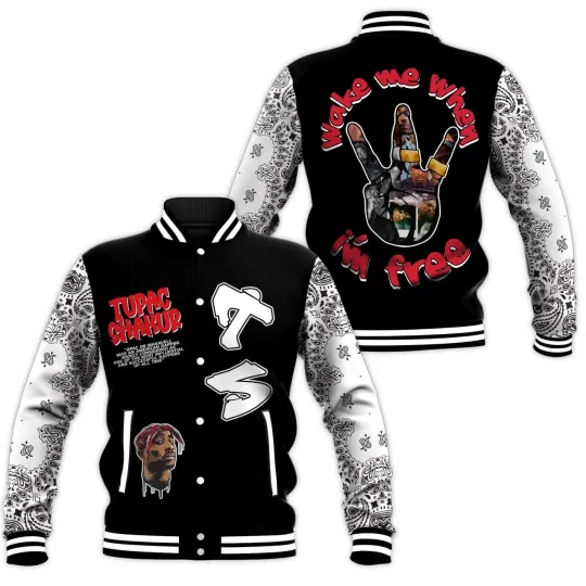 Discover Tupac Shakur Wake Me When I'm Free Baseball Jacket, Gift For Him, Gift For Fan