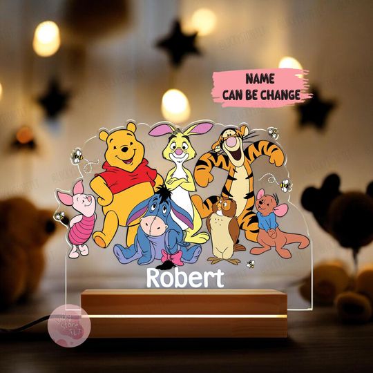 Discover Personalized Night Light Custom Name Gift, Disney Winnie The Pooh Led Lamp, Pooh and Friends Room Decor, Disney Baby Room Decor, Bday Gifts