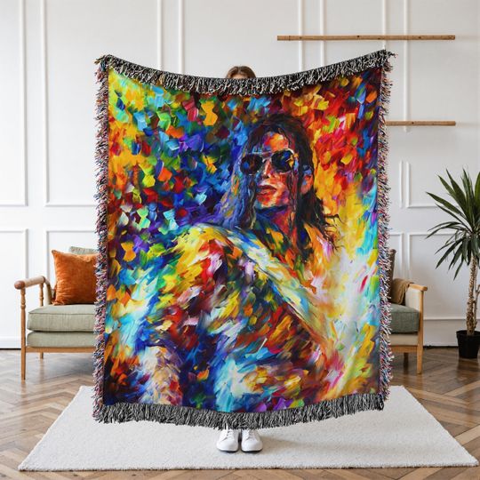 Discover Michael Jackson Woven Blanket, Pop Legend  Blanket, Music Icon Tapestry, Cozy Room Decor, Fan Gift, Classic Aesthetic Blanket