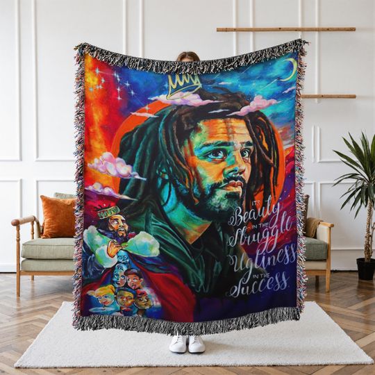 J. Cole Woven Blanket, Rap Artist Blanket, Hip Hop Tapestry, Cozy Room Decor, Fan Gift, Dreamville Aesthetic Blanket