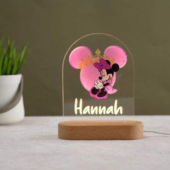 Discover Personalized Minnie Mouse Night Light: Custom Baby Room Decor