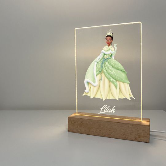 Discover Stunning Princess Night Light Up LED Table Desk Lamp Stand Girls Bedroom Room Decor, Personalized FREE, Great Gift for Kids Birthdays