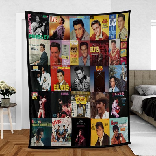 Elvis Presley Blanket, Elvis Fans Fleece Blanket, King Of Rock and Roll Blanket Mink Sherpa, Gift for Fans