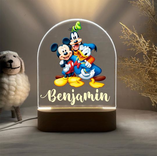 Discover Personalized Mickey Mouse Night Light: Engraved Nursery Decor