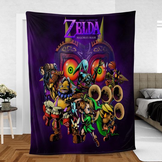 The Legend Of Zelda Premium Blanket, Majoras Mask Fleece Blanket, Zelda Fleece Blanket, Gift for Fan