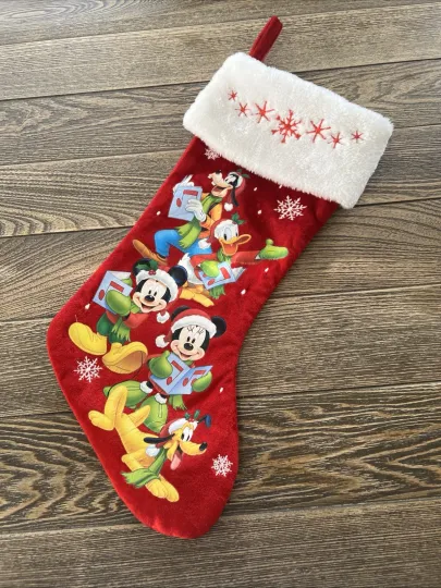 Discover Disney Mickey and Friends Christmas Stocking Red with White Cuff
