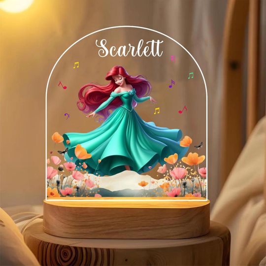 Discover Personalized Princess Ariel Night Light: Kids Nursery Decor