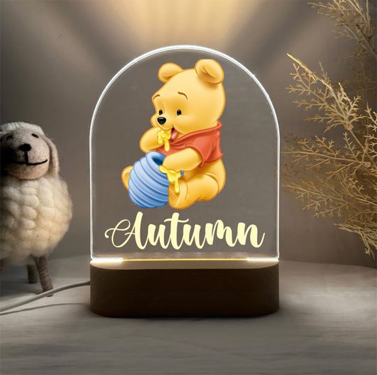 Discover Personalized Winnie the Pooh Night Light: Nursery Decor, Kids Birthday Gift