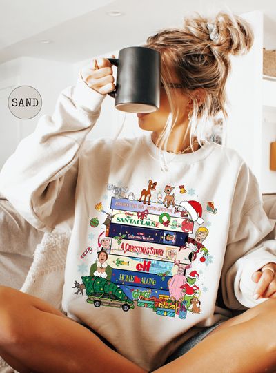 Discover Comfort Colors 90s Christmas Sweatshirt, Retro Holiday Sweatshirt, Vintage Xmas Pullover, 90s Movie Crewneck, Cozy Winter Gift for Her
