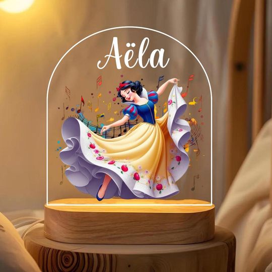 Discover Personalized Snow White Night Light: Engraved Nursery Decor