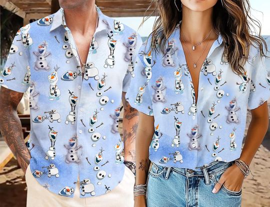 Discover Olaf Hawaiian Shirt, Disney Frozen Hawaiian Shirt, Olaf Watercolor Button Up, Frozen Characters Tee, Disney Summer Shirt, Olaf Hawaii Shirt