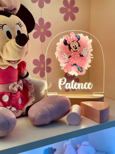 Discover Personalized Minnie Mouse Night Light: Engraved Nursery Decor