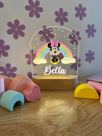 Discover Personalized Minnie Mouse Night Light: Engraved Nursery Decor