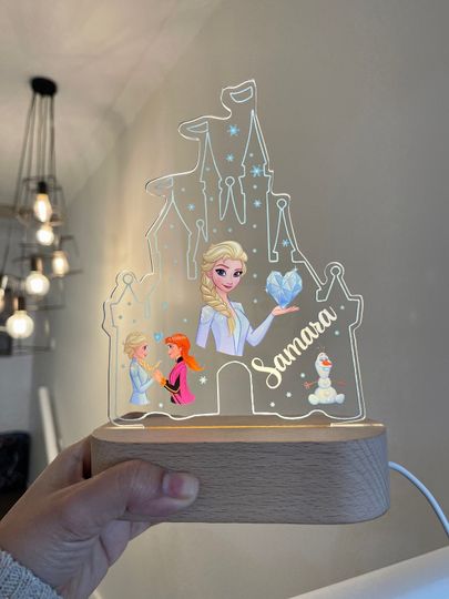 Discover Personalized Frozen Elsa Night Light: Engraved Nursery Decor