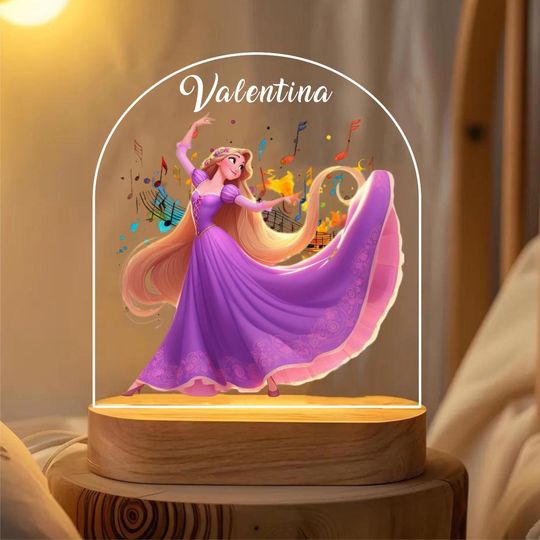 Discover Personalized Rapunzel Night Light: Engraved Nursery Decor