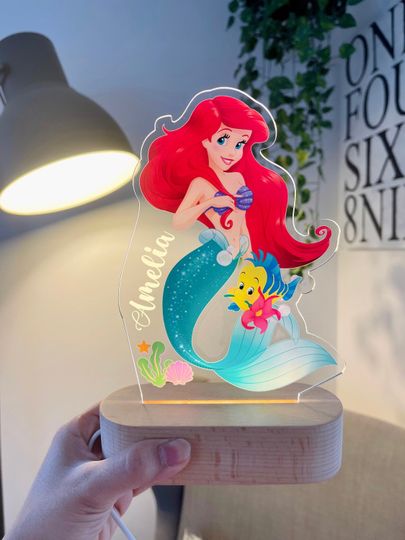 Discover Personalized Ariel Mermaid Night Light - Kids Nursery Decor