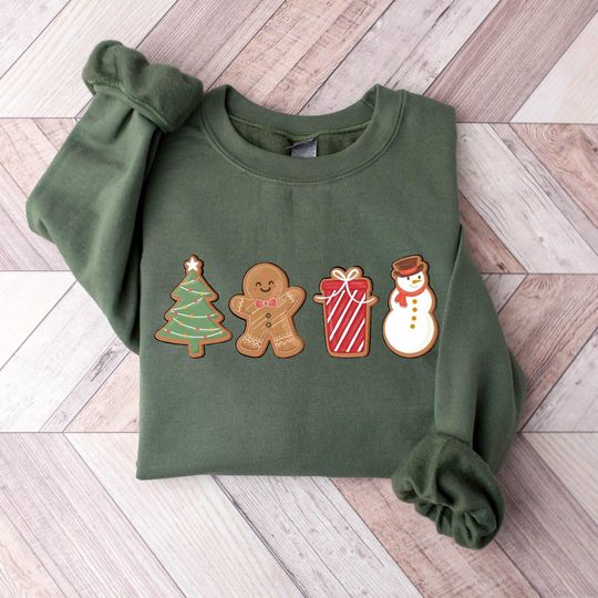 Discover Cute Gingerbread Cookies Sweatshirt, Womens Christmas Sweatshirt, Merry Christmas, Cute Christmas Cookies Sweatshirt, Holiday Sweater