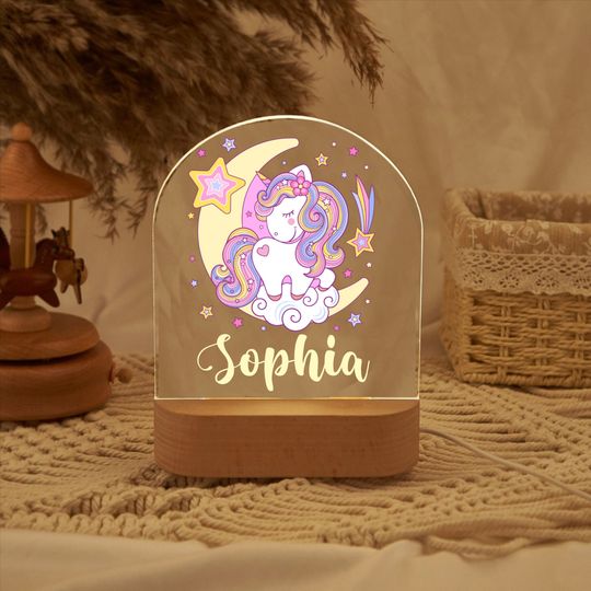 Discover Personalized Unicorn Night Light: Engraved Nursery Decor