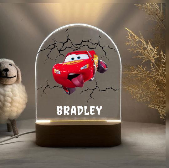 Discover Personalized Lightning McQueen Night Light: Kids Room Decor