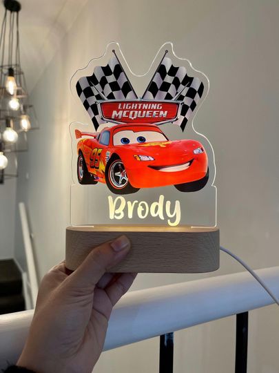 Discover Personalized Lightning McQueen Night Light - Kids Room Decor