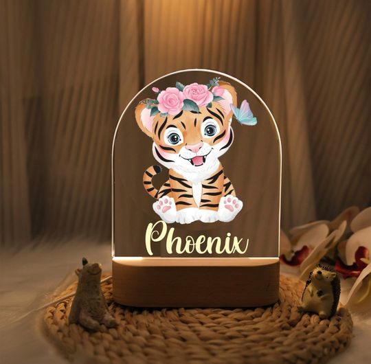 Discover Personalized Tiger Night Light: Nursery Decor, Kids Birthday Gift