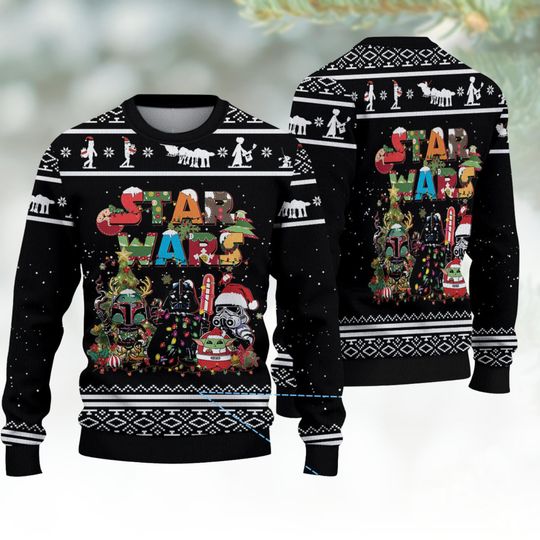 Star Wars Christmas Ugly Sweater, Darth Vader Holiday Sweatshirt, Stormtrooper Winter Pullover for Fans
