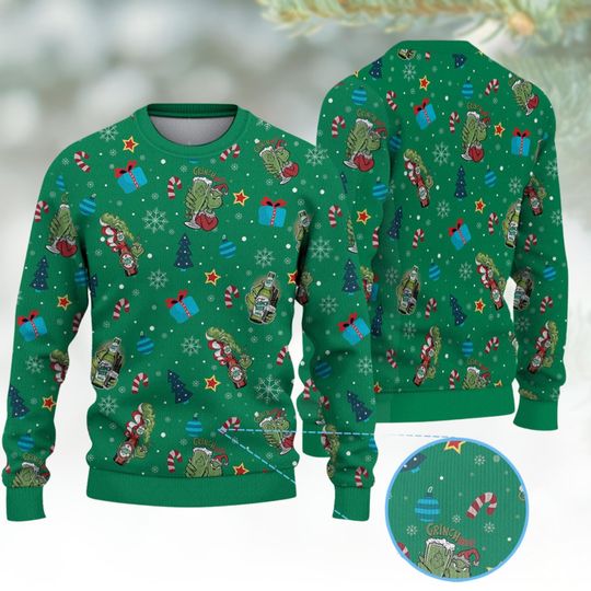 Discover Green Guy Christmas Ugly Sweater, Funny Holiday Pullover, Green Monster Winter Sweatshirt, Festive Christmas Gift