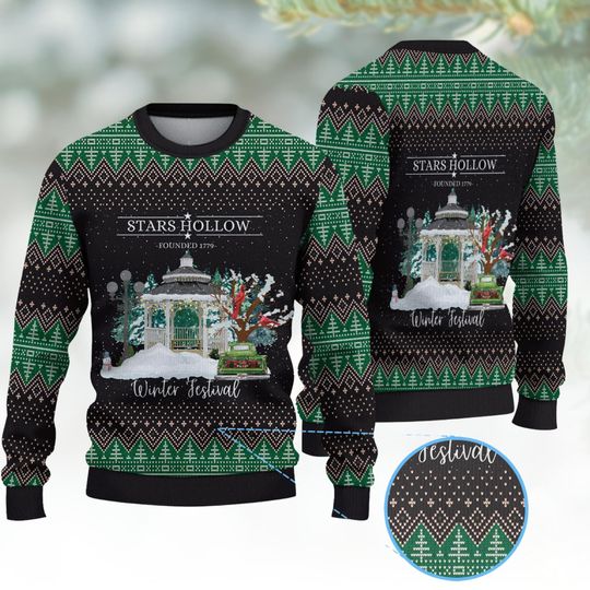 Discover Stars Hollow Christmas Ugly Sweater, Cozy Holiday Sweatshirt for Her, Gilmore-Inspired Christmas Pullover