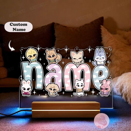 Discover Personalized Night Light Custom Name Gift, Stray Kids Member Group Night Light, Fan Love Stray Kids, Stray Kids World Tour 2025,Dominate Skz