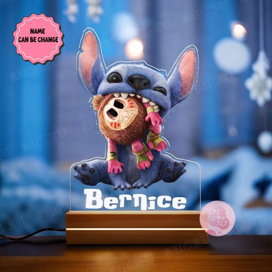 Discover Personalized Night Light Custom Name Gift, Disney Lilo & Stitch Night Light, Disney Stitch Birthday Boy Gift, Stitch Angel Couple Gifts 2025