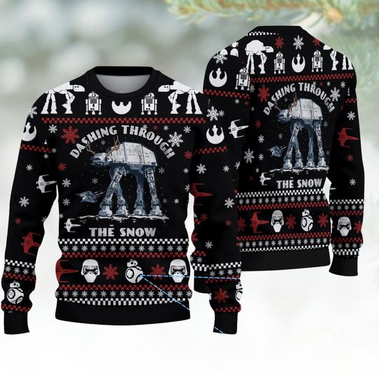 Discover AT-AT Dashing Through The Snow Ugly Sweater, Funny Sci-Fi Christmas Sweatshirt